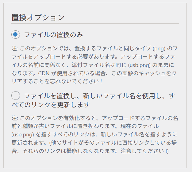 置換オプション